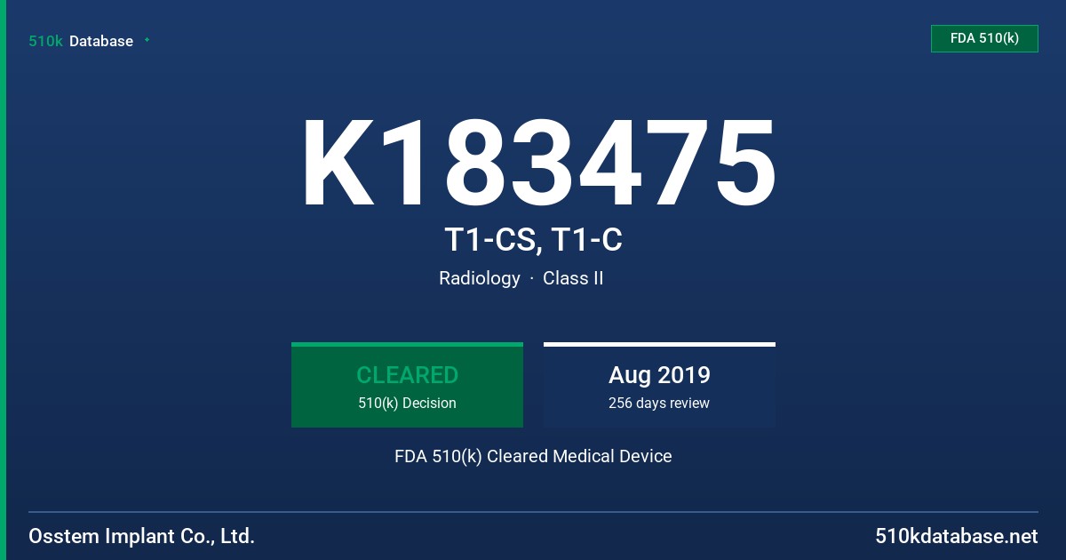 K183475 T1-CS, T1-C FDA 510(k) Cleared Medical Device