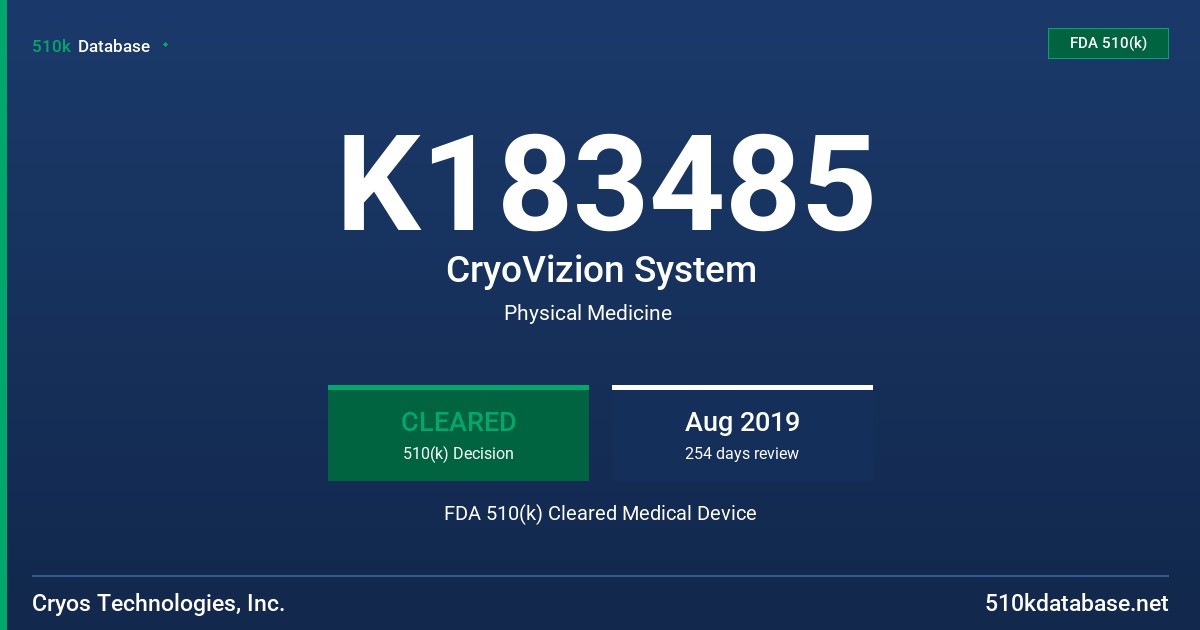 K183485 CryoVizion System FDA 510(k) Cleared Medical Device