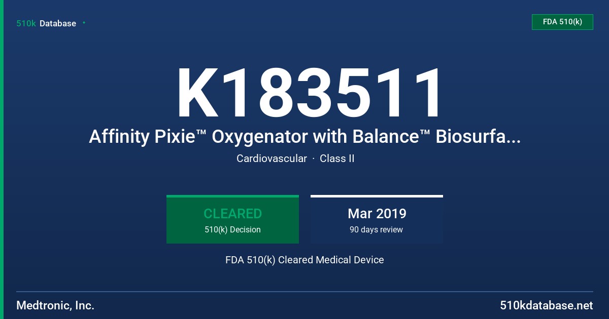K183511 Affinity Pixie™ Oxygenator with Balance™ Biosurface (Model BBP211), Affinity Pixie™ Oxygenator and Cardiotomy/Venous Reservoir with Balance™ Biosurface (Model BBP241), Affinity Pixie™ Oxygenator with Cortiva™ BioActive Surface (Model CBP211), Affinity Pixie™ Oxygenator and Cardiotomy/Venous Reservoir with Cortiva™ BioActive Surface (Model CBP241) FDA 510(k) Cleared Medical Device