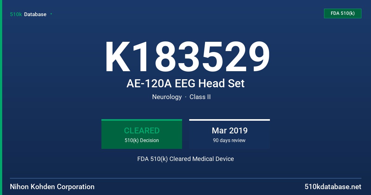 K183529 AE-120A EEG Head Set FDA 510(k) Cleared Medical Device