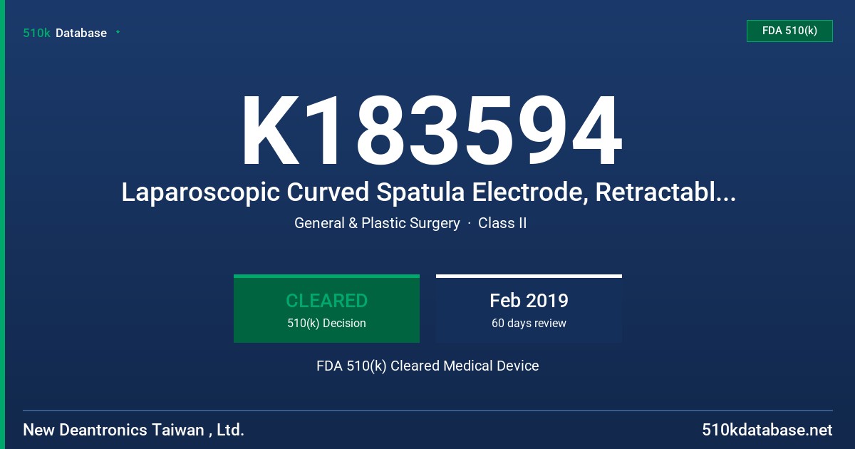 K183594 Laparoscopic Curved Spatula Electrode, Retractable, Aspiration Hole, 28cm FDA 510(k) Cleared Medical Device
