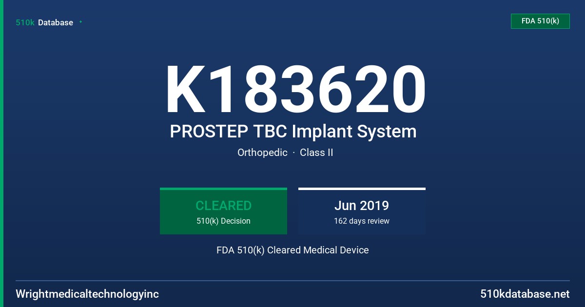 K183620 PROSTEP TBC Implant System FDA 510(k) Cleared Medical Device