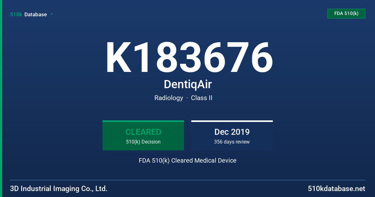 K183676 DentiqAir FDA 510(k) Cleared Medical Device