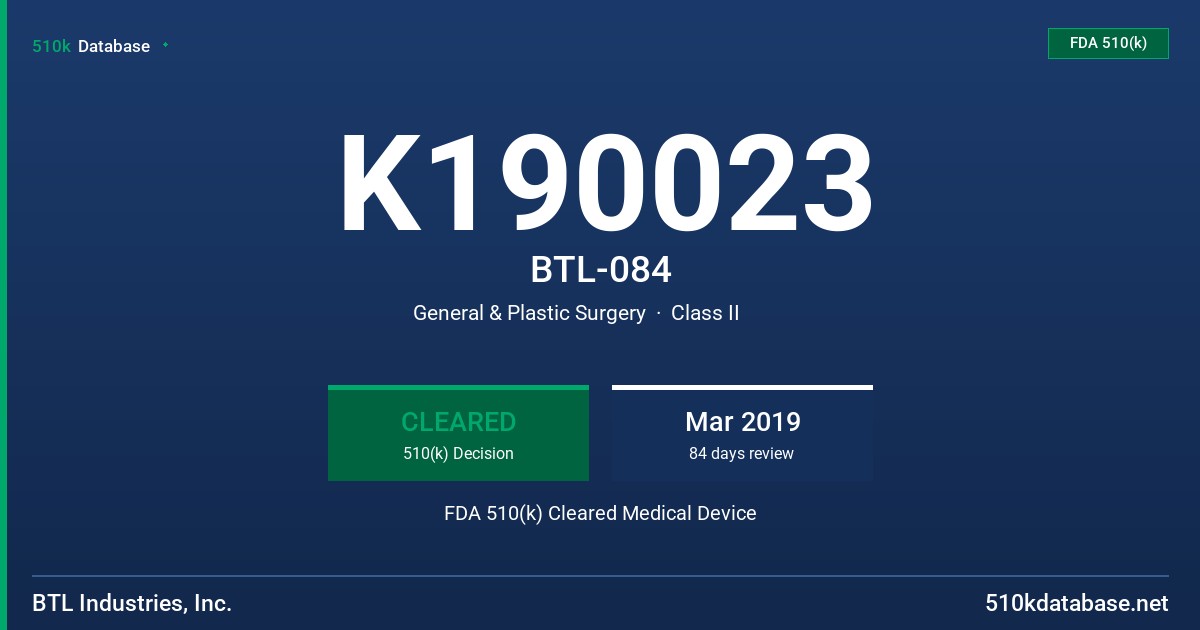 K190023 BTL-084 FDA 510(k) Cleared Medical Device