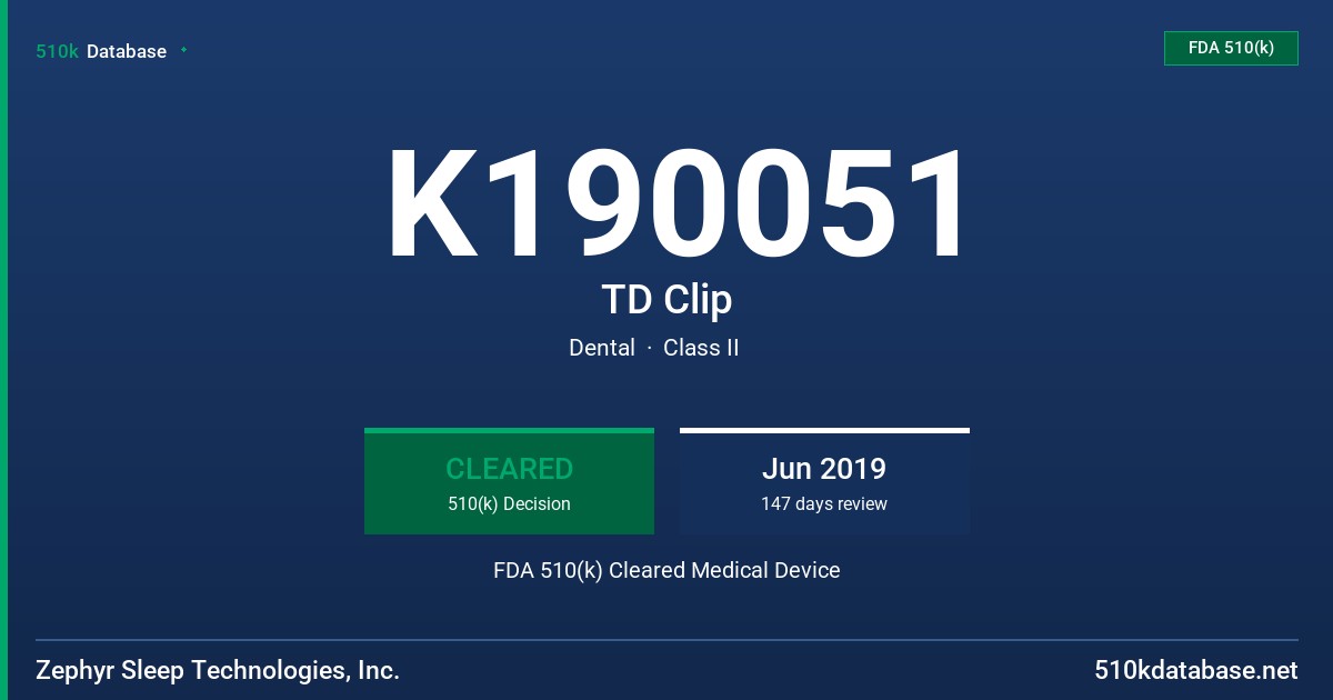K190051 TD Clip FDA 510(k) Cleared Medical Device