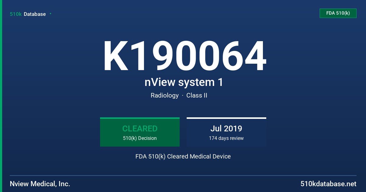 K190064 nView system 1 FDA 510(k) Cleared Medical Device