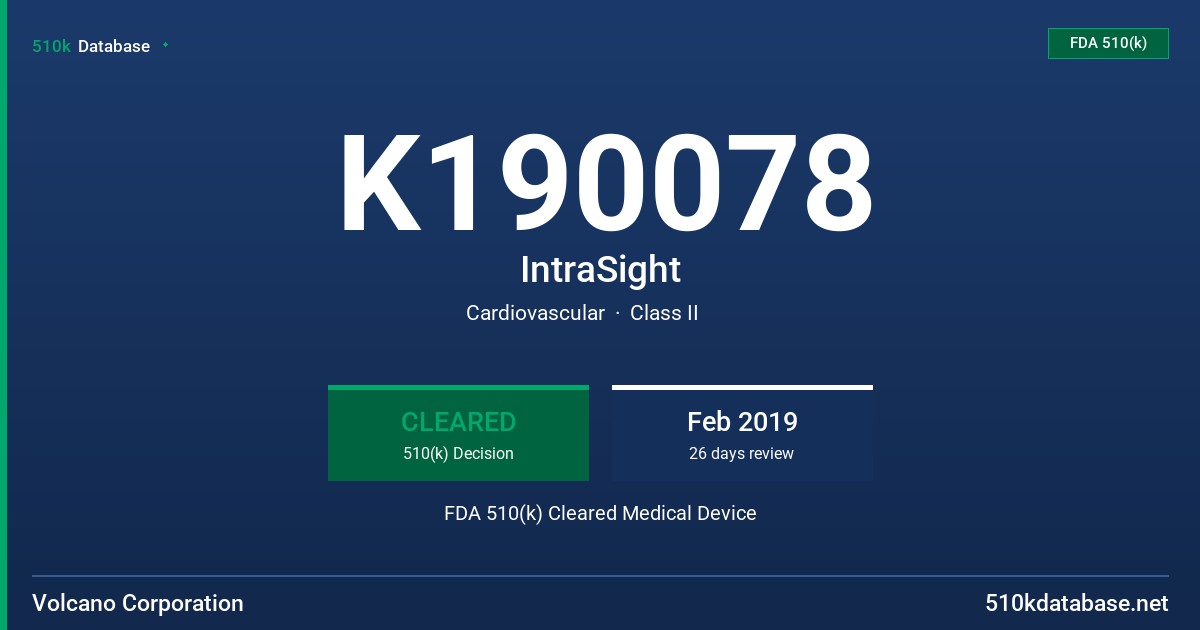 K190078 IntraSight FDA 510(k) Cleared Medical Device