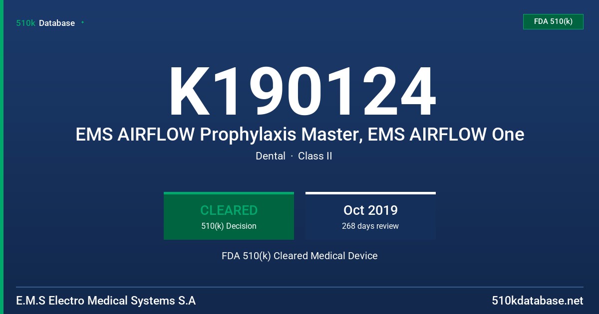 K190124 EMS AIRFLOW Prophylaxis Master, EMS AIRFLOW One FDA 510(k) Cleared Medical Device