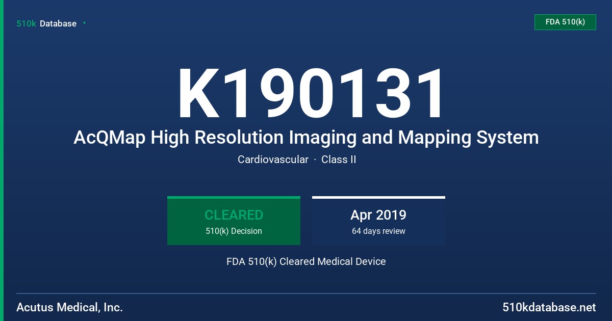 K190131 AcQMap High Resolution Imaging and Mapping System FDA 510(k) Cleared Medical Device