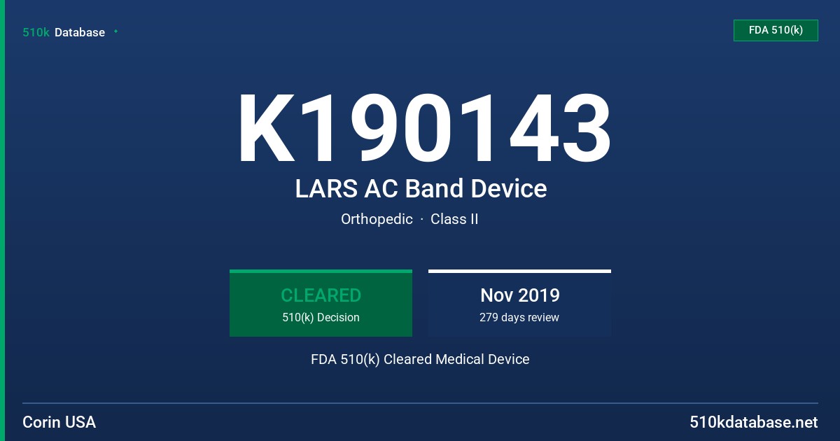 K190143 LARS AC Band Device FDA 510(k) Cleared Medical Device