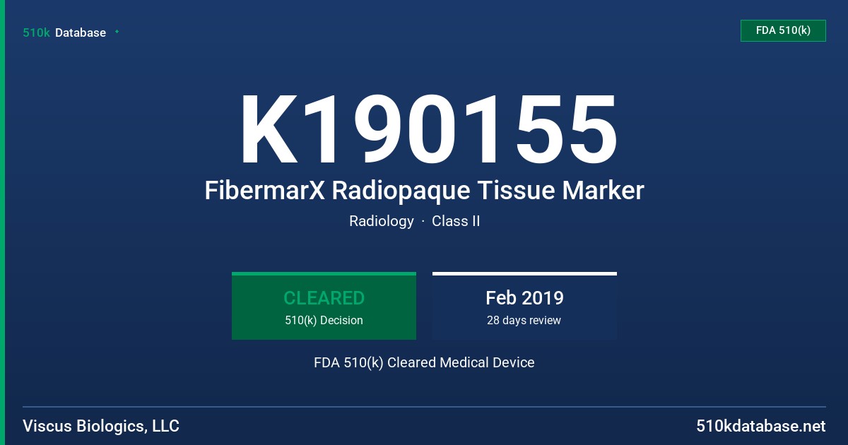 K190155 FibermarX Radiopaque Tissue Marker FDA 510(k) Cleared Medical Device