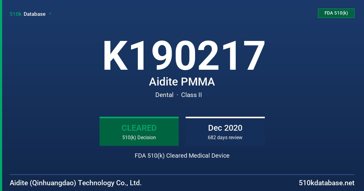 K190217 Aidite PMMA FDA 510(k) Cleared Medical Device
