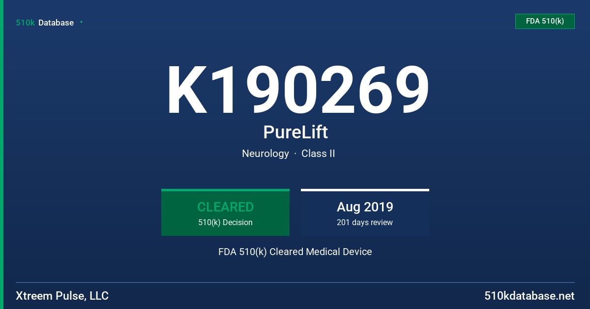 K190269 PureLift FDA 510(k) Cleared Medical Device