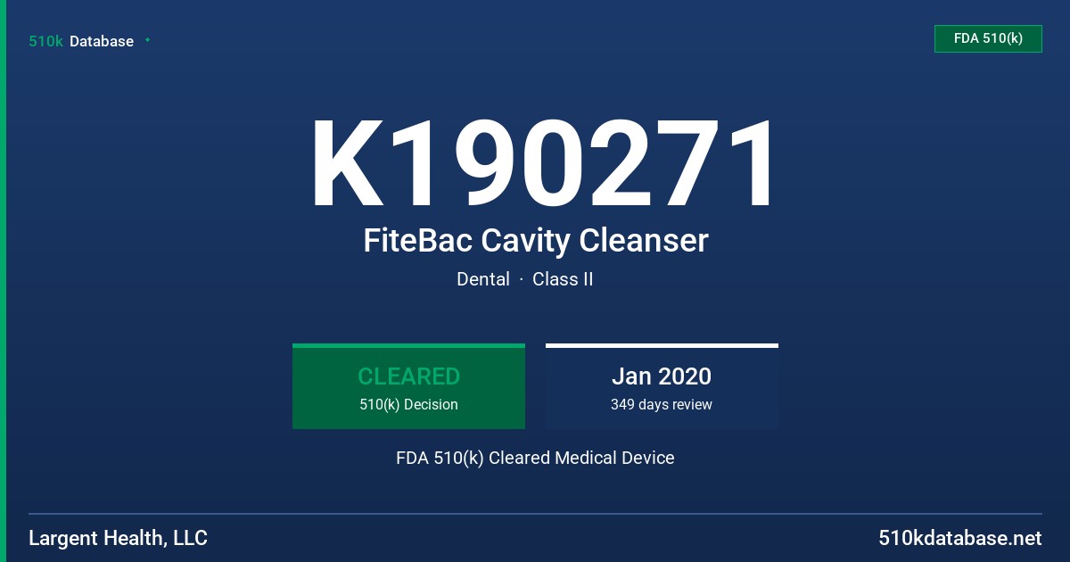 K190271 FiteBac Cavity Cleanser FDA 510(k) Cleared Medical Device