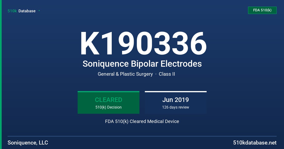 K190336 Soniquence Bipolar Electrodes FDA 510(k) Cleared Medical Device