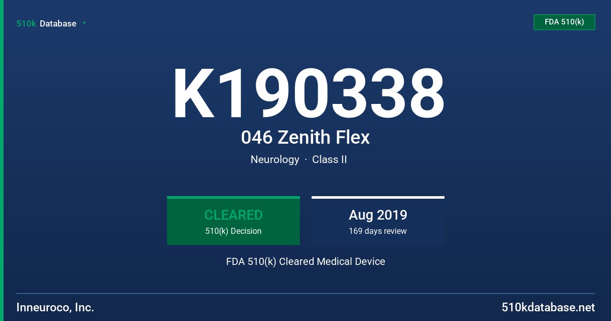 K190338 046 Zenith Flex FDA 510(k) Cleared Medical Device