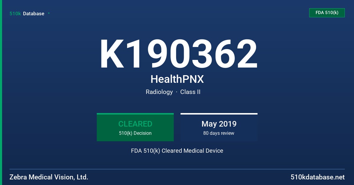K190362 HealthPNX FDA 510(k) Cleared Medical Device