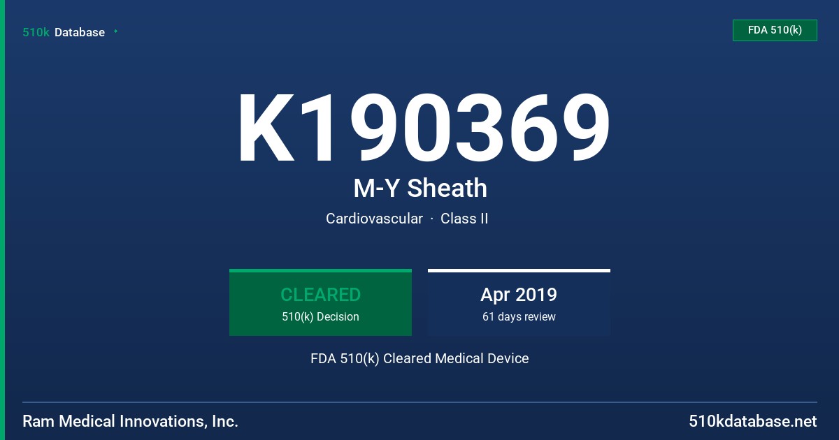 K190369 M-Y Sheath FDA 510(k) Cleared Medical Device