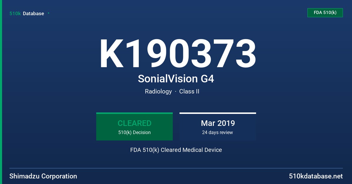 K190373 SonialVision G4 FDA 510(k) Cleared Medical Device