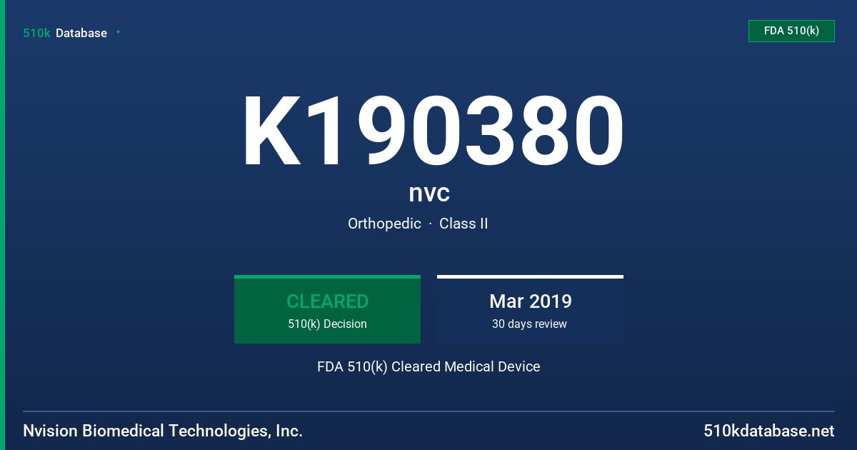 K190380 nvc FDA 510(k) Cleared Medical Device