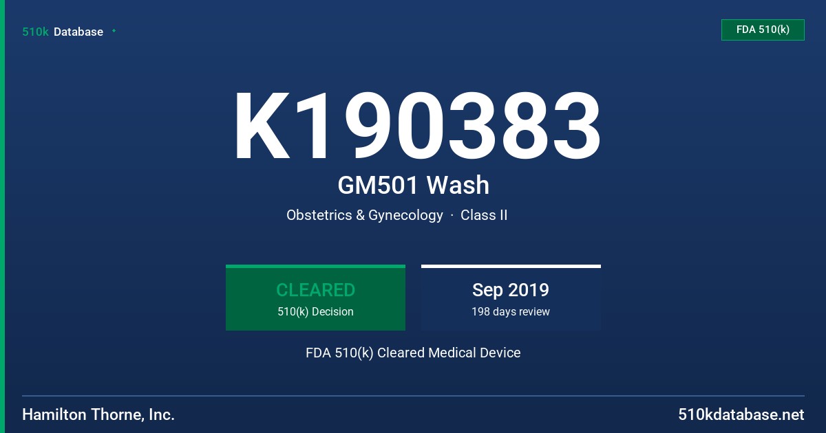 K190383 GM501 Wash FDA 510(k) Cleared Medical Device
