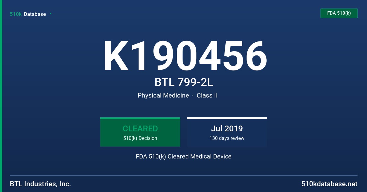 K190456 BTL 799-2L FDA 510(k) Cleared Medical Device