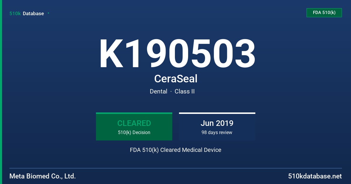 K190503 CeraSeal FDA 510(k) Cleared Medical Device