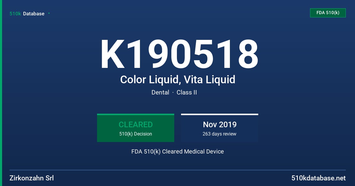 K190518 Color Liquid, Vita Liquid FDA 510(k) Cleared Medical Device
