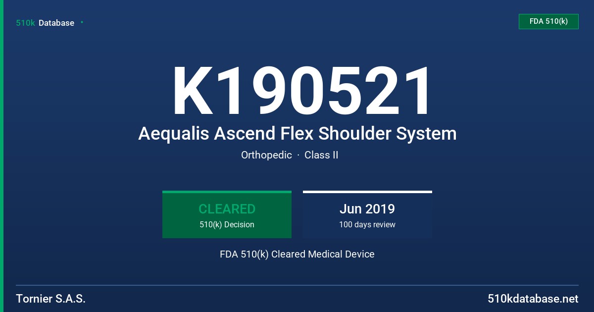 K190521 Aequalis Ascend Flex Shoulder System FDA 510(k) Cleared Medical Device