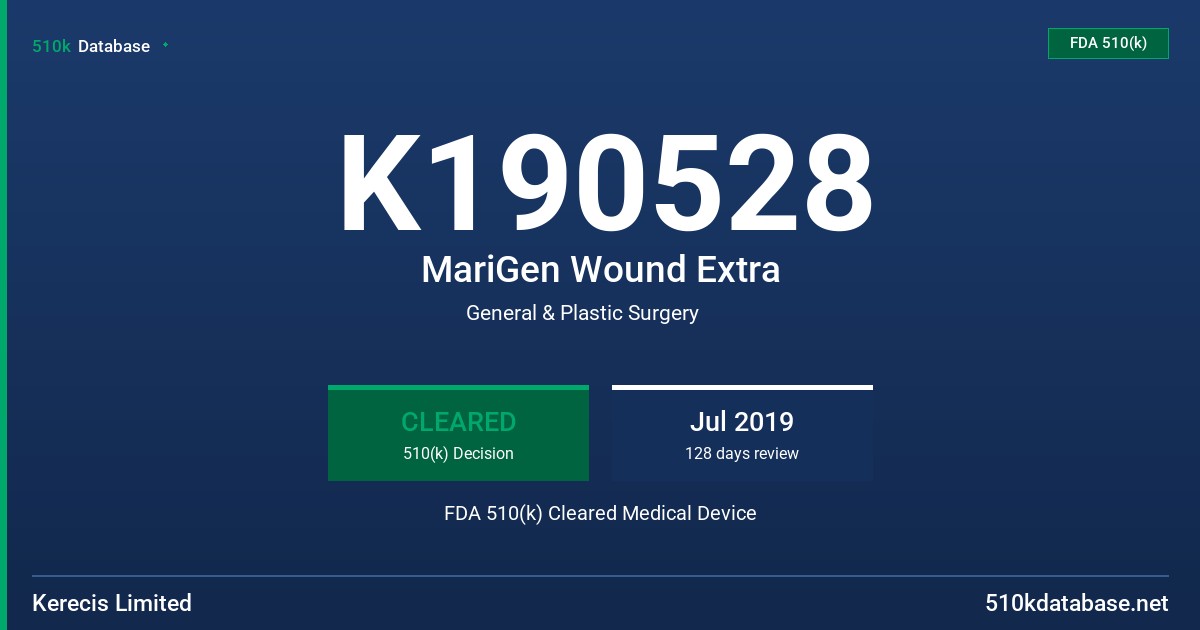 K190528 MariGen Wound Extra FDA 510(k) Cleared Medical Device