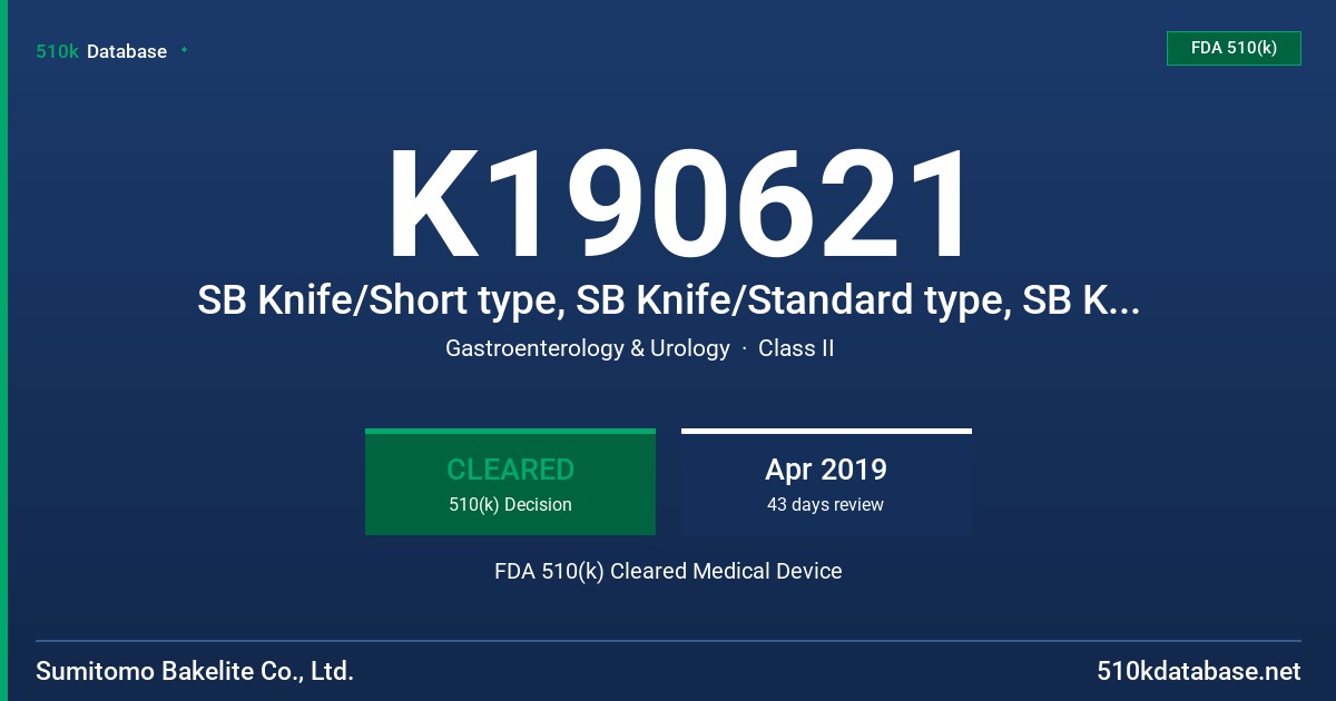 K190621 SB Knife/Short type, SB Knife/Standard type, SB Knife/Jr type, SB Knife/Jr type - Long FDA 510(k) Cleared Medical Device