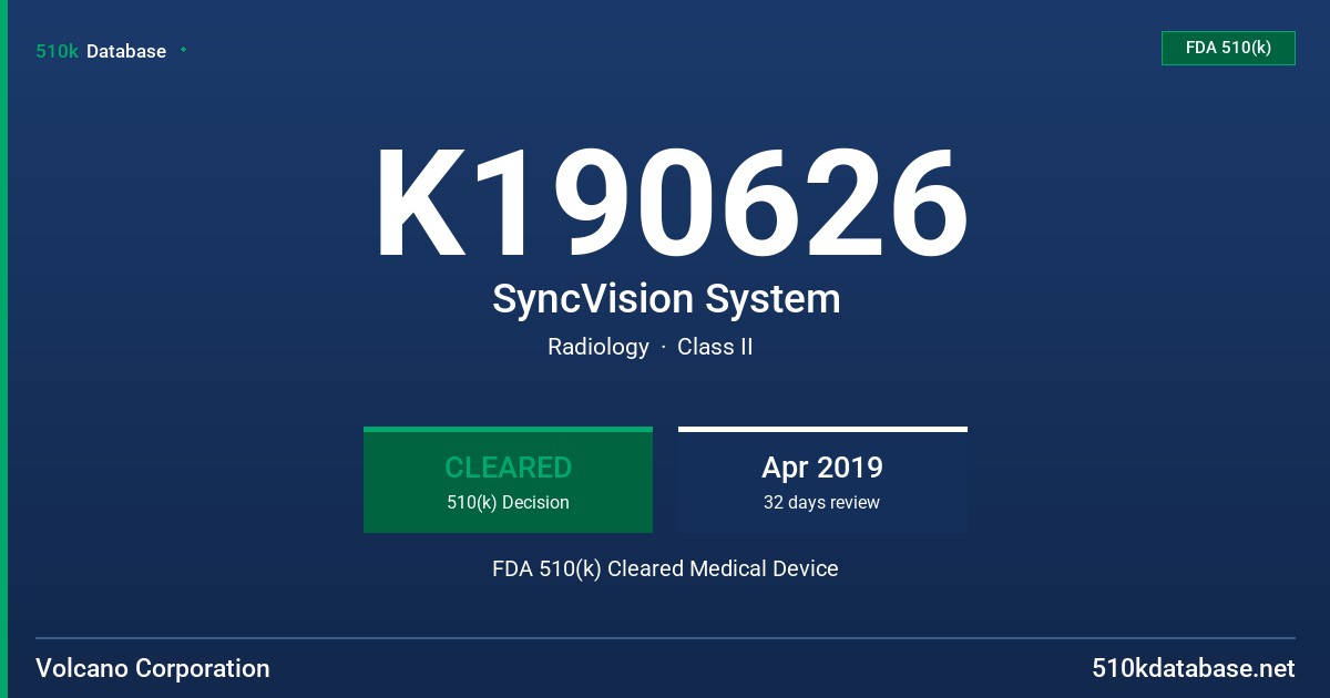 K190626 SyncVision System FDA 510(k) Cleared Medical Device