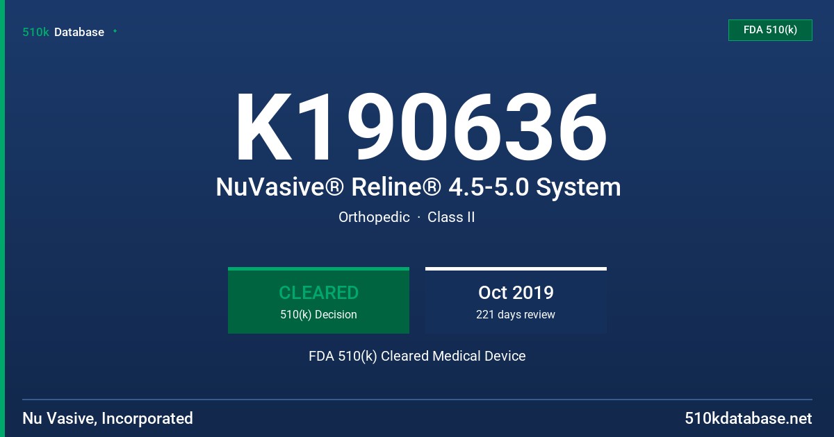 K190636 NuVasive® Reline® 4.5-5.0 System FDA 510(k) Cleared Medical Device