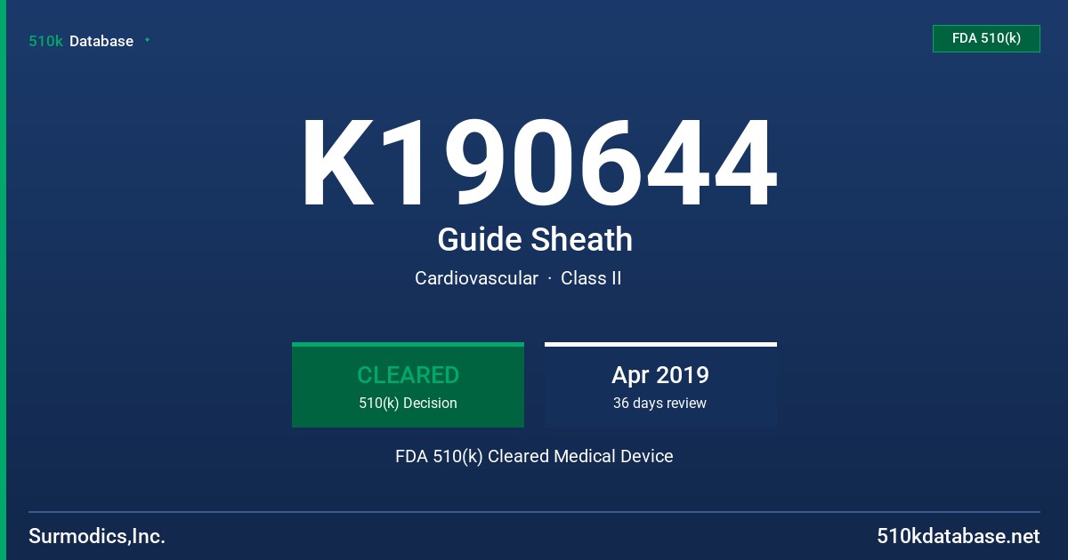 K190644 Guide Sheath FDA 510(k) Cleared Medical Device