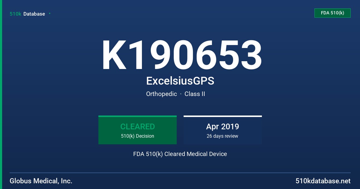 K190653 ExcelsiusGPS FDA 510(k) Cleared Medical Device