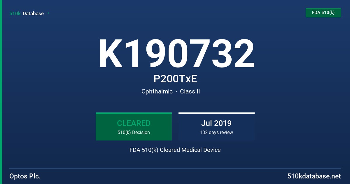 K190732 P200TxE FDA 510(k) Cleared Medical Device