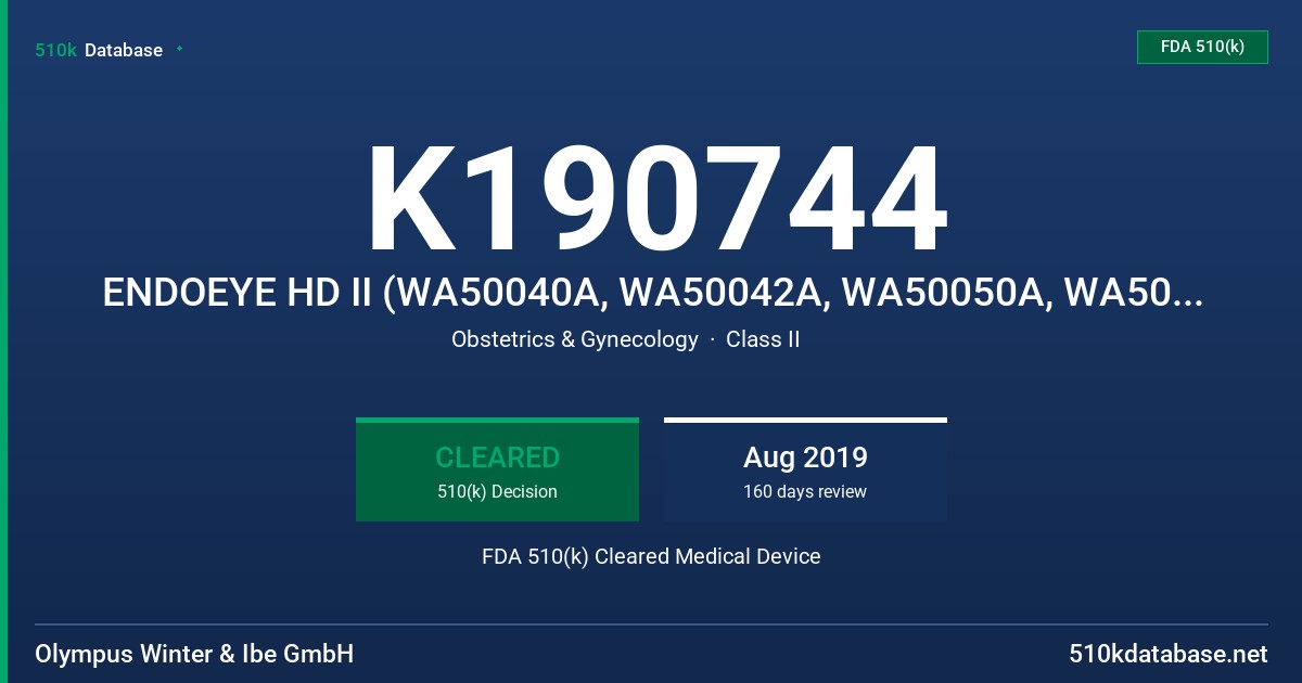K190744 ENDOEYE HD II (WA50040A, WA50042A, WA50050A, WA50052A) FDA 510(k) Cleared Medical Device