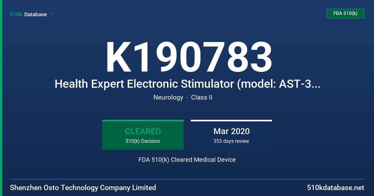 K190783 Health Expert Electronic Stimulator (model: AST-300L) FDA 510(k) Cleared Medical Device