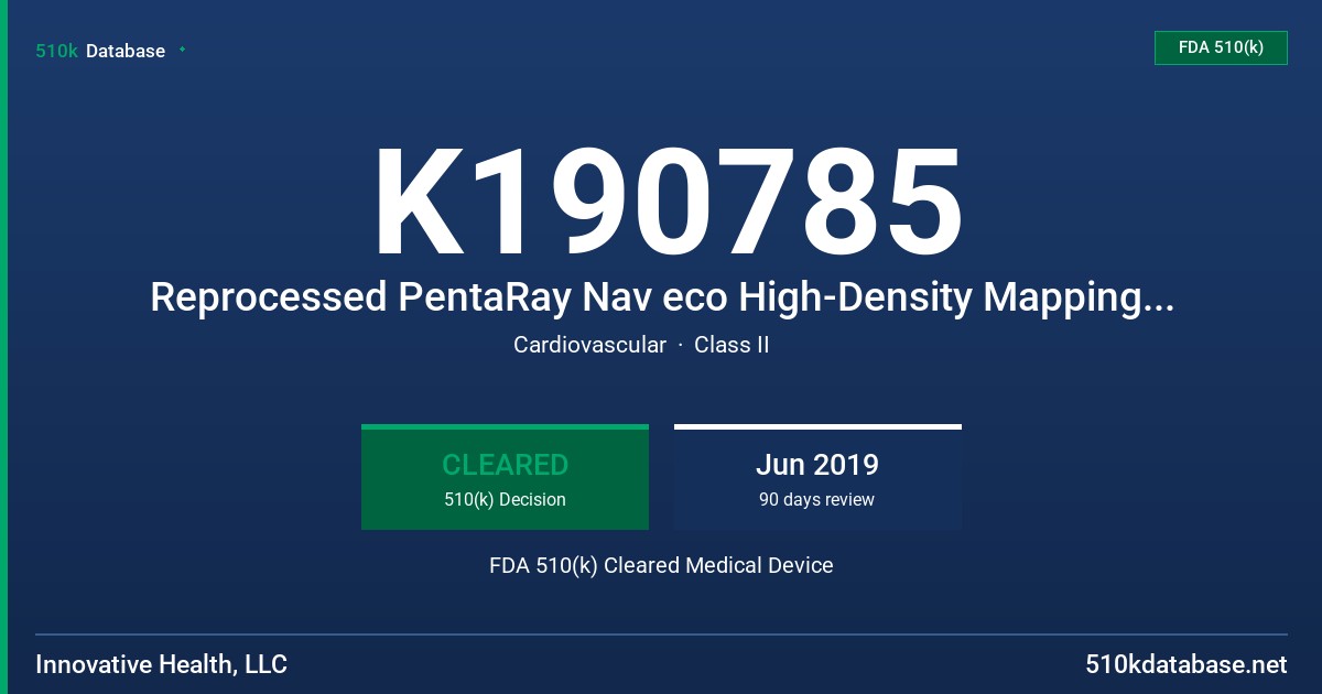 K190785 Reprocessed PentaRay Nav eco High-Density Mapping Catheter FDA 510(k) Cleared Medical Device