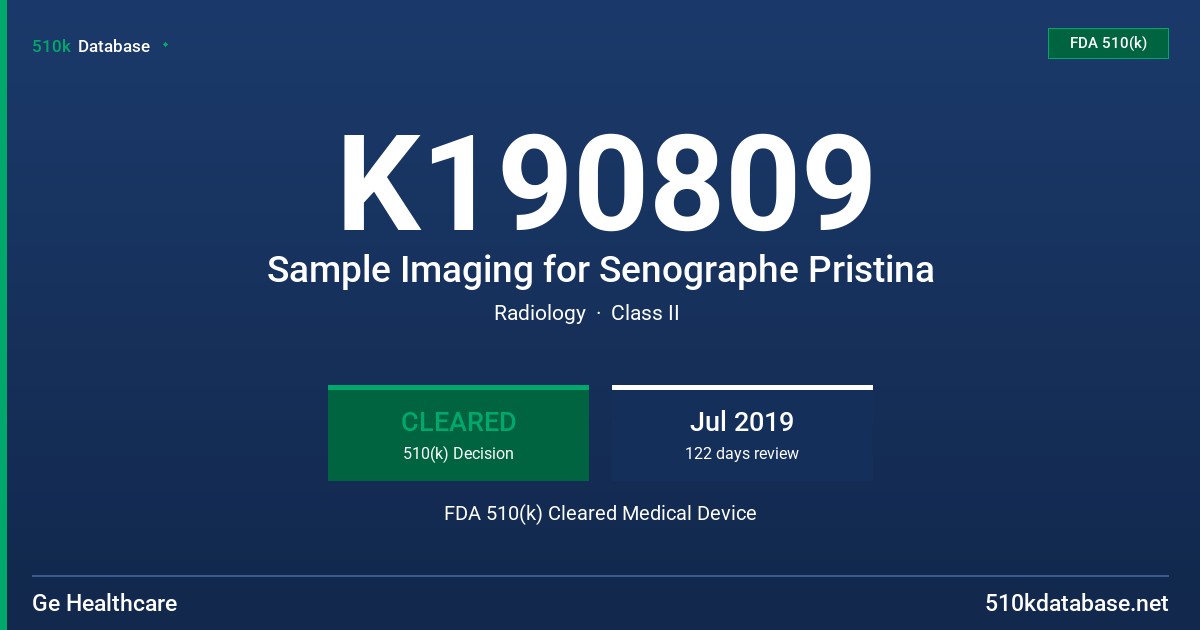 K190809 Sample Imaging for Senographe Pristina FDA 510(k) Cleared Medical Device
