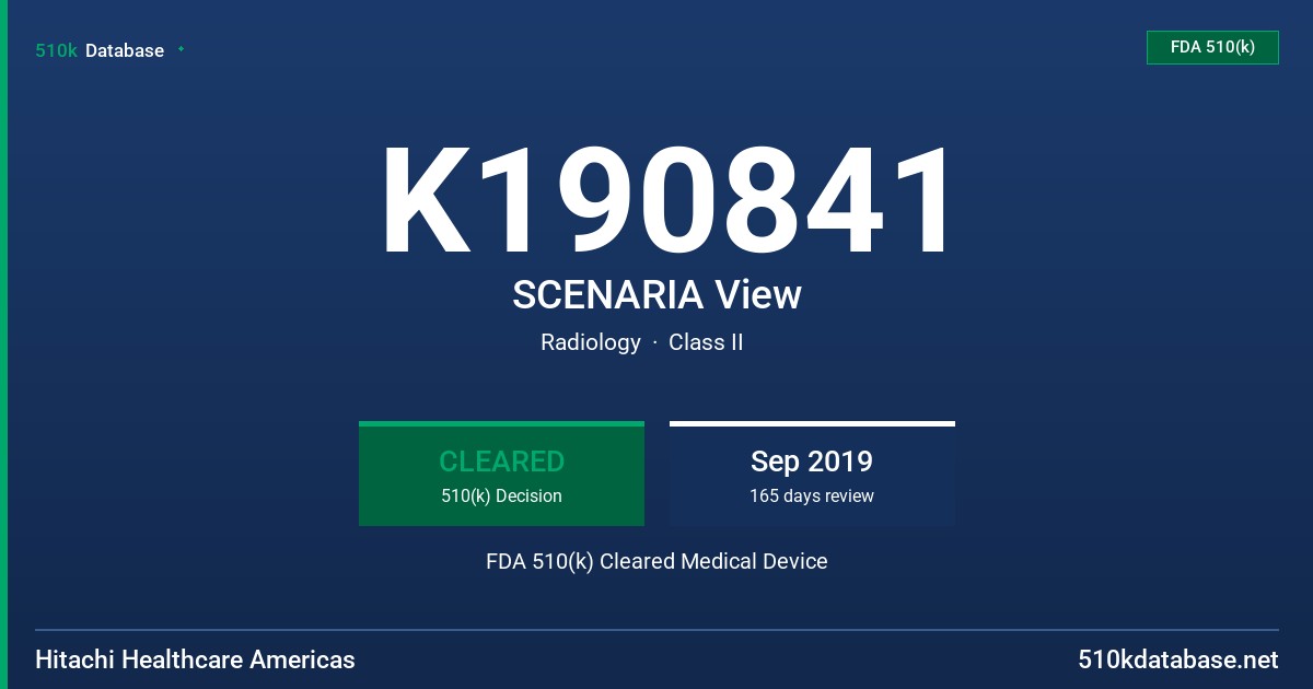 K190841 SCENARIA View FDA 510(k) Cleared Medical Device