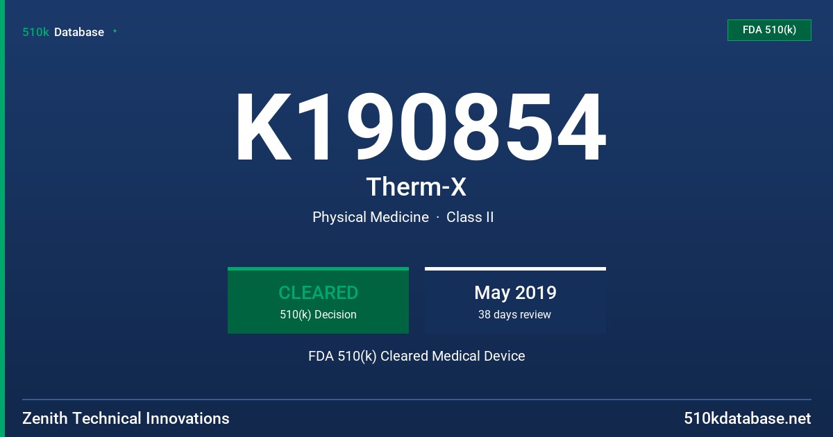 K190854 Therm-X FDA 510(k) Cleared Medical Device