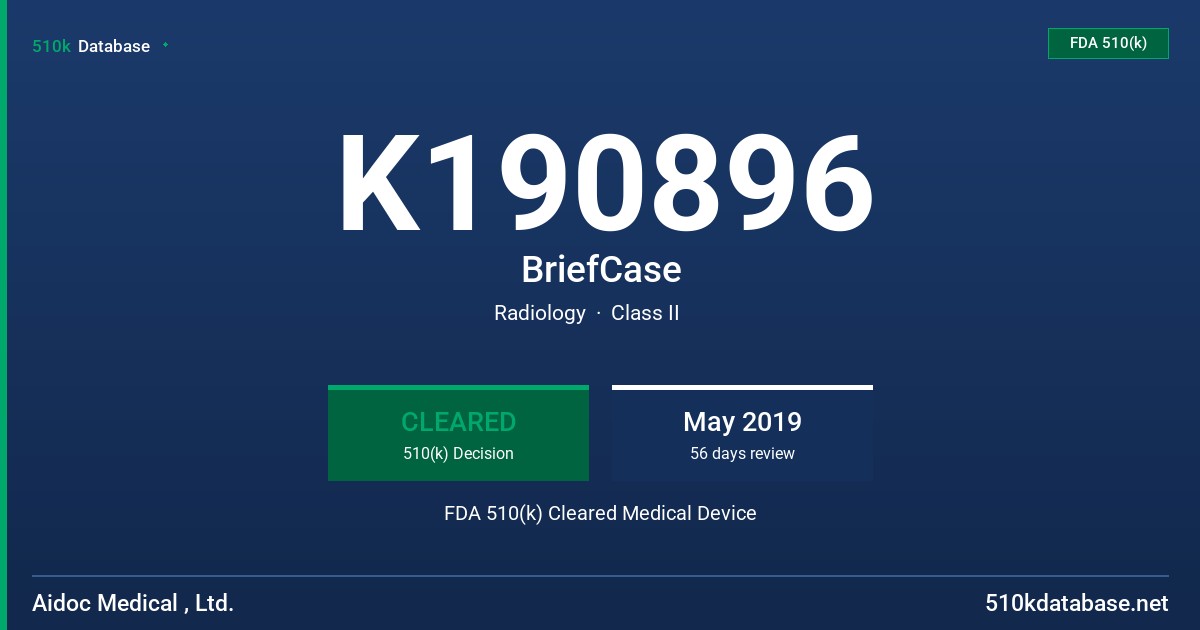 K190896 BriefCase FDA 510(k) Cleared Medical Device