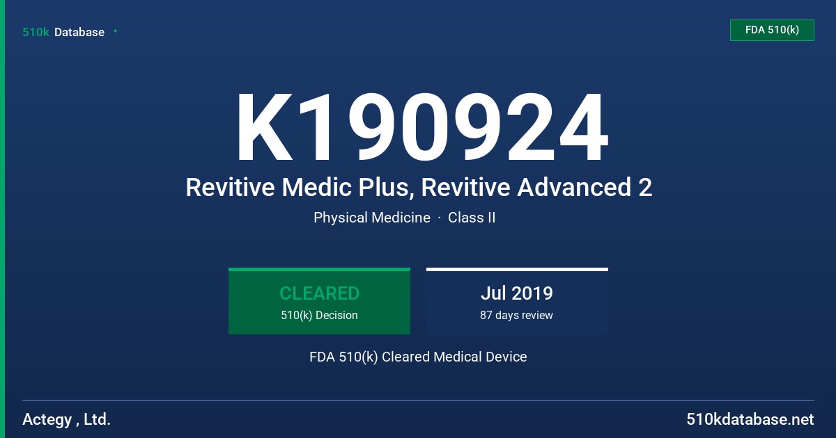 K190924 Revitive Medic Plus, Revitive Advanced 2 FDA 510(k) Cleared Medical Device