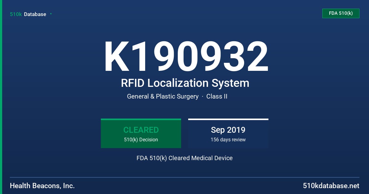 K190932 RFID Localization System FDA 510(k) Cleared Medical Device