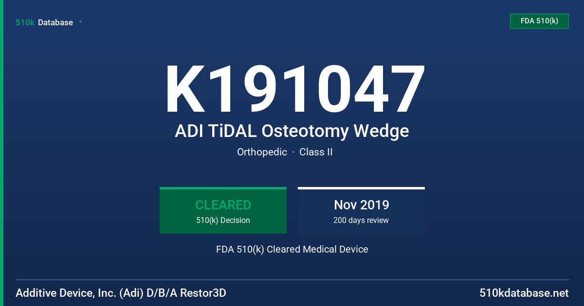 K191047 ADI TiDAL Osteotomy Wedge FDA 510(k) Cleared Medical Device
