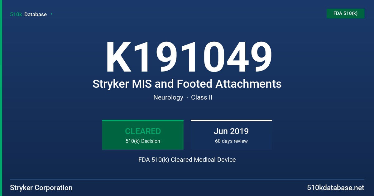 K191049 Stryker MIS and Footed Attachments FDA 510(k) Cleared Medical Device