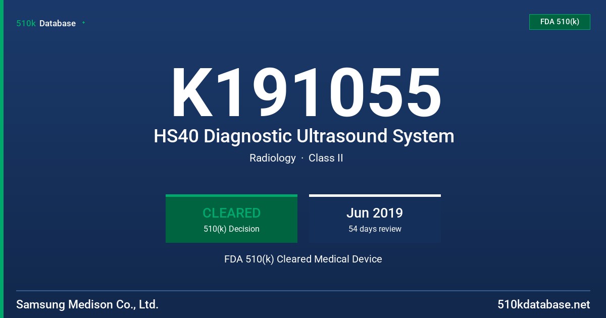 K191055 HS40 Diagnostic Ultrasound System FDA 510(k) Cleared Medical Device