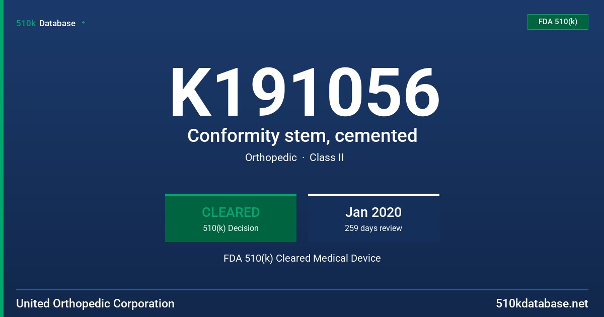 K191056 Conformity stem, cemented FDA 510(k) Cleared Medical Device