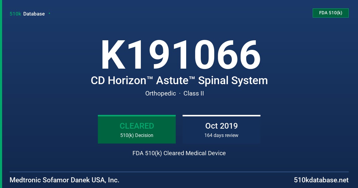 K191066 CD Horizon™ Astute™ Spinal System FDA 510(k) Cleared Medical Device